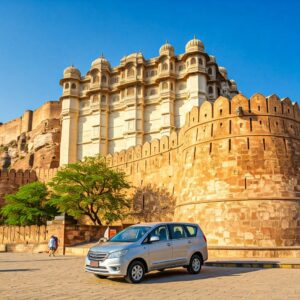 Cab Service In Jodhpur Majestic Mehrangarh Fort towering over Jodhpur, Rajasthan