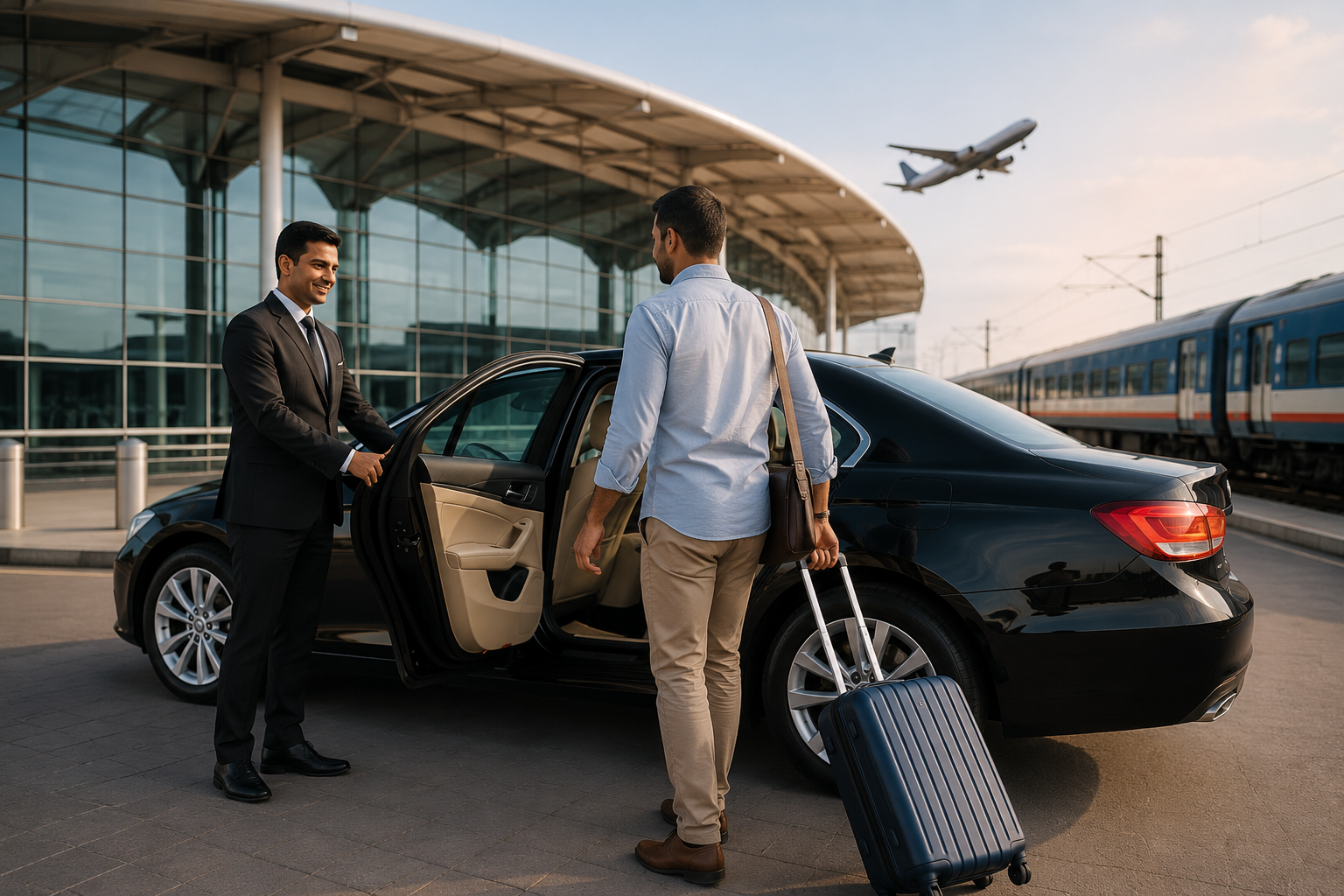 Airport pickup service with chauffeur and sedan car in Jodhpur.