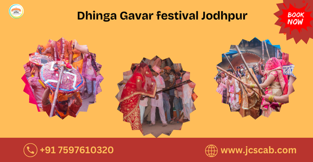 Women in elaborate costumes celebrating the vibrant Dhinga Gavar Festival in Jodhpur, India