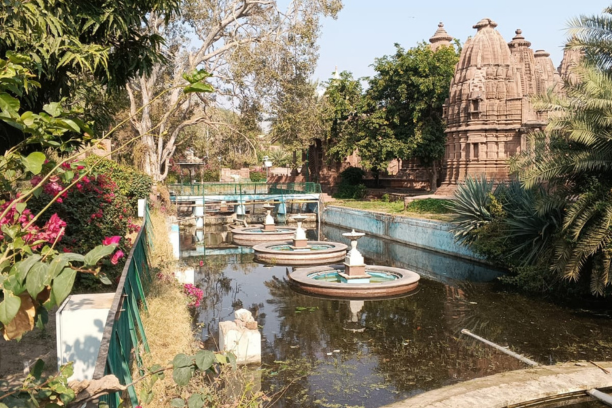 The historic cenotaphs and lush greenery of Mandore Garden in Jodhpur.
