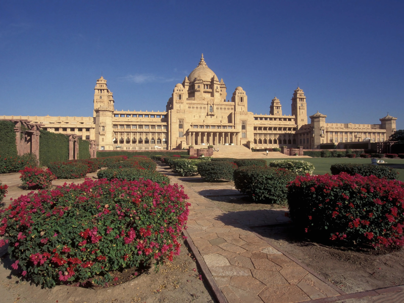 The grand Umaid Bhawan Palace, a luxurious heritage hotel and museum in Jodhpur.