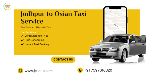 Taxi from Jodhpur to Osian driving through desert roads, comfortable cab service for temple visits and desert safari