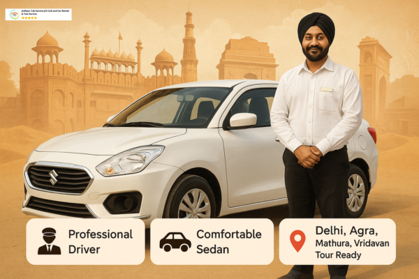 Sedan for Delhi-Agra-Mathura-Vrindavan 7-Day Road Trip
