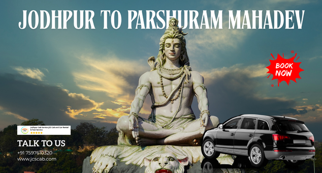 Jodhpur to Parshuram Mahadev taxi by JCS Cab parked en route to the temple