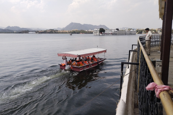 Lake Pichola in Udaipur in Monsoon with misty waters and boat rides