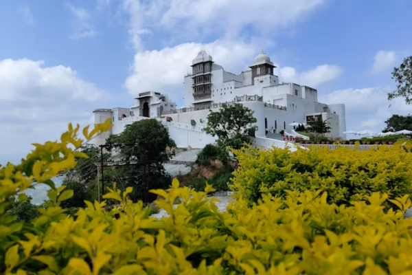 Sajjangarh Monsoon Palace overlooking Udaipur in Monsoon clouds