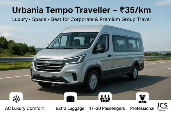 Urbania Tempo Traveller exterior for Udaipur in Monsoon travel