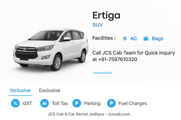 Ertiga Family Cab – Which Cab is Best for Rajasthan Trip