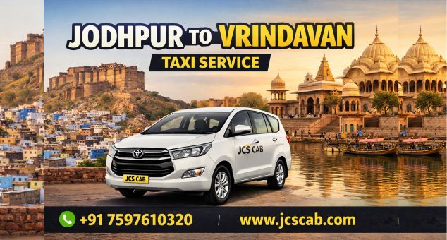 Jodhpur to Vrindavan Taxi affordable one way and round trip cab service with comfortable AC car and professional driver