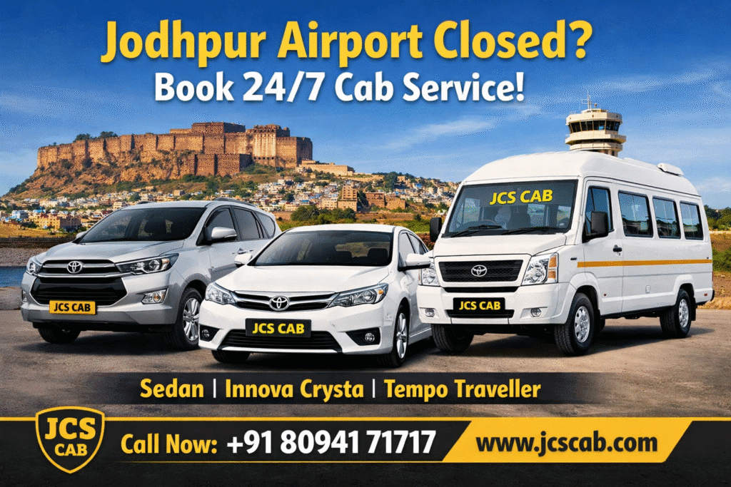 24/7 taxi service near Jodhpur Airport during Jodhpur Airport closure