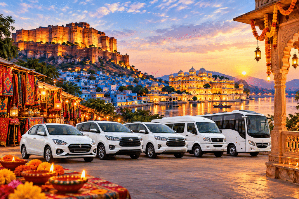 Rajasthan Diwali travel with private cabs, illuminated forts, palaces and festive markets