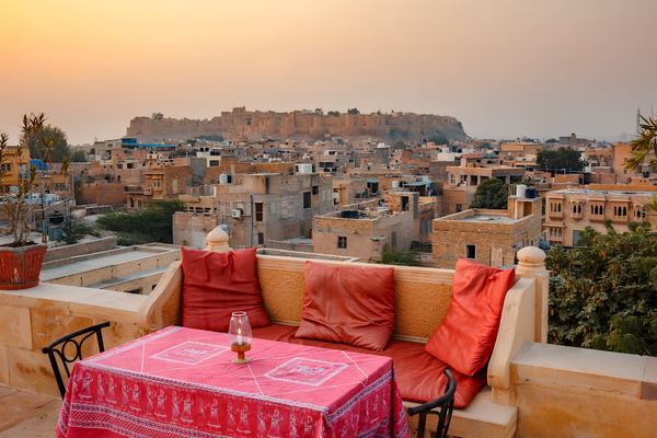 Jaisalmer Golden City rooftop view with historic houses