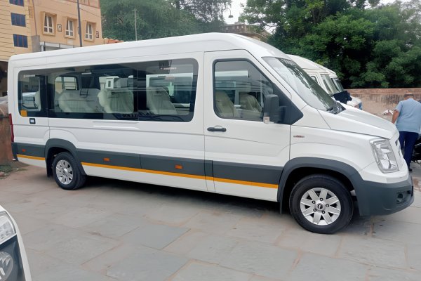 White Force Urbania Tempo Traveller van for spacious group transportation.