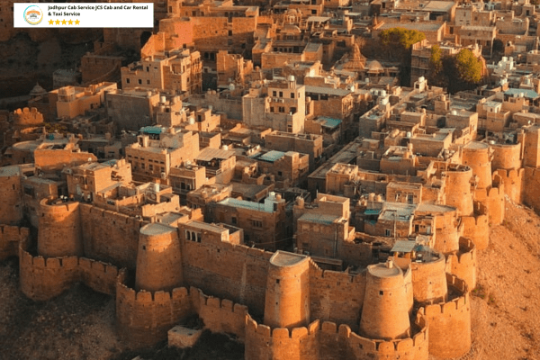 Cab Hire Service Jaisalmer, Majestic view of Jaisalmer Fort made of golden sandstone